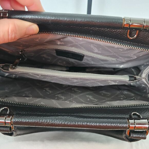 Giorgio Ferretti Satchel Black Italian Leather Double Handle 15" x 10" x 4" - Picture 6 of 16